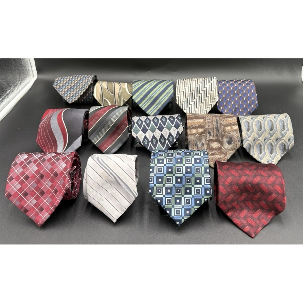 Lot 14 Men's Ties Multi Color Multi Brand Multi Size Multi Designers Silk Poly